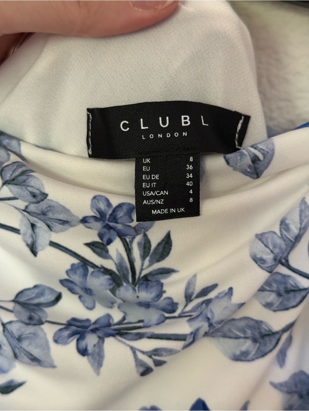 Club L London White One-Shoulder Maxi Dress with Blue Floral Print Maternity - Picture 4 of 5